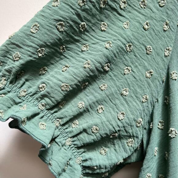 Inspired Hearts Mint Green flowered, Ruffled Short Dress 2X - Picture 3 of 6